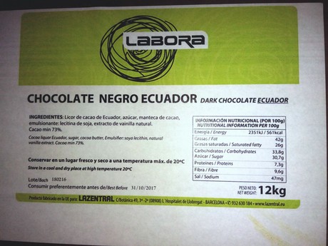 Cobert. Pura LABORA Negre 72% Ecuador